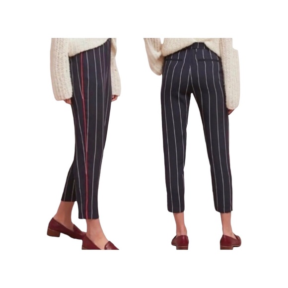 Ett:Twa Anthropology Pants - Ett:Twa  Anthropology Navy White Striped  Elastic Waistband Size Small